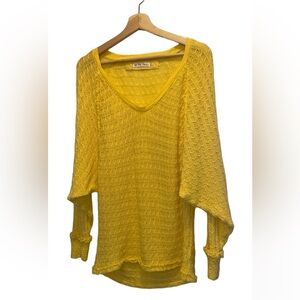 We The Free Bright Yellow Crochet Sweater size Small